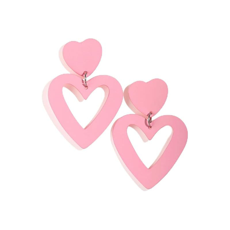 Wholesale prom party acrylic earrings water drop hollow love Valentine's day geometric love earrings